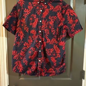 Men's Old Navy Red and Navy Floral Shirt